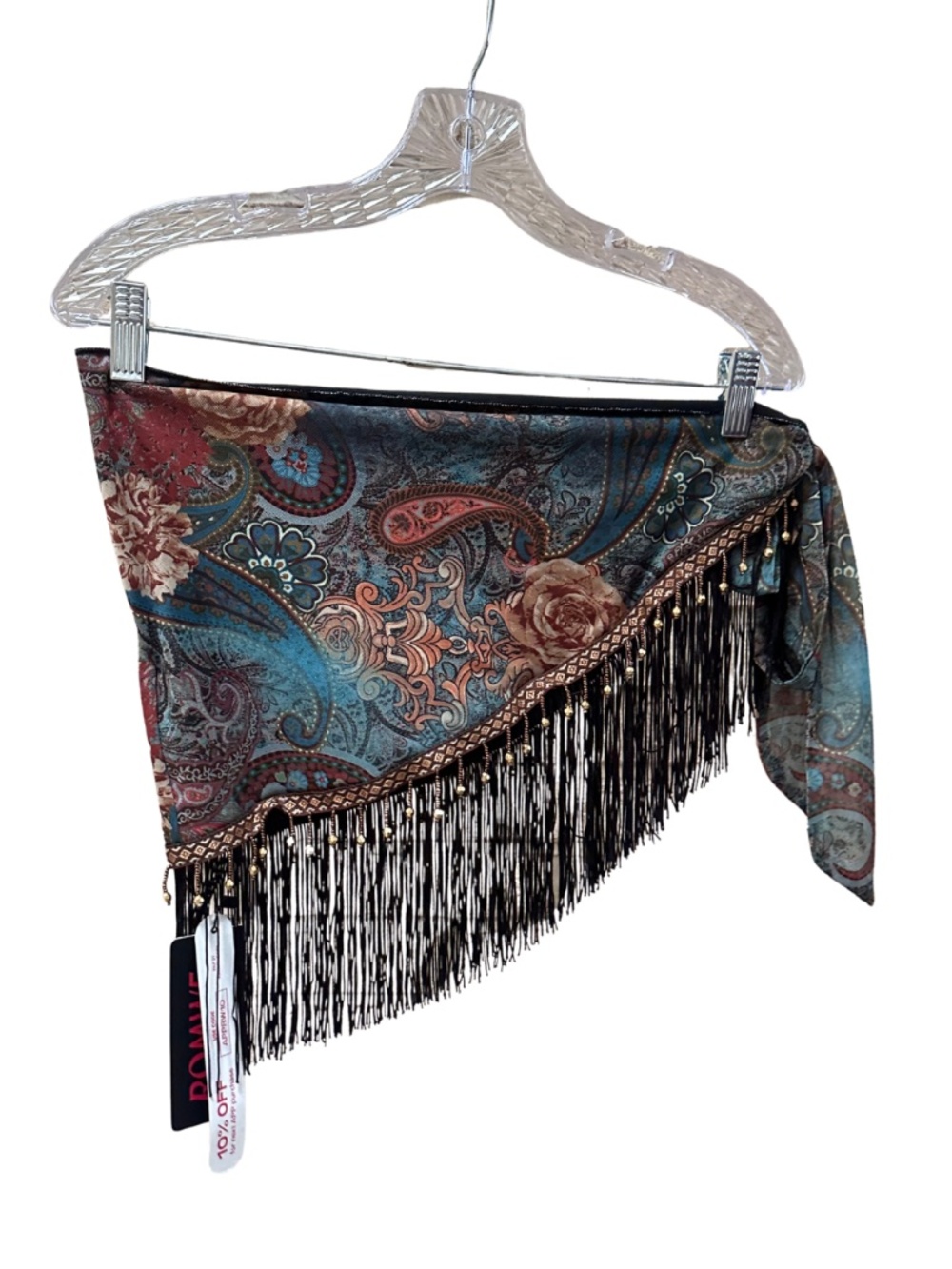 NEW Romwe Paisley Printed Fringe Swimsuit Coverup - Misses Medium